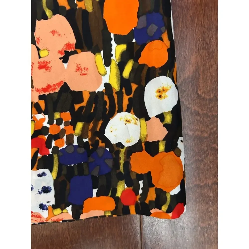 J. Crew Factory Retro Multicolor Abstract Floral 100% Silk Dress, Size 4